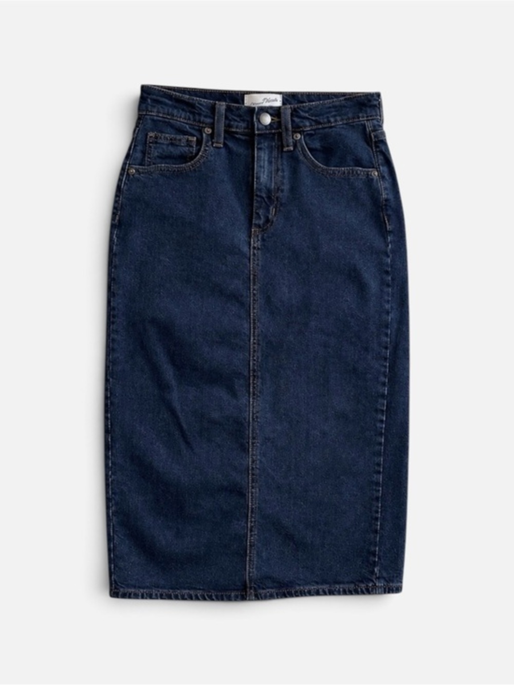 High-Rise Denim Midi Skirt - Black Wash 00